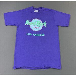 Rare Vintage 80s Hard Rock Cafe Los Angeles Purple Single Stitch Hanes Tee